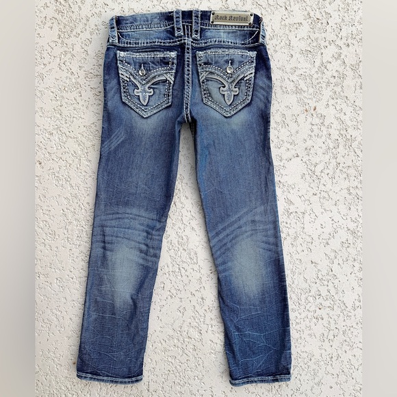 Rock Revival Jeans Women Size 27 Sequins Distressed Rhinestone Thick Stitch blue - Picture 6 of 10